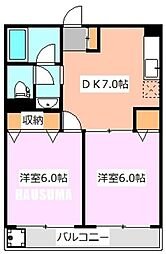 イカリハイツ 2階2DKの間取り