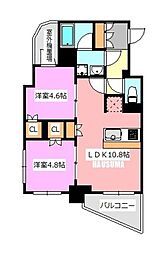 ウィルローズ田端 3階2LDKの間取り