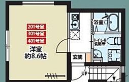 BRICKS四谷 1Kの間取図画像