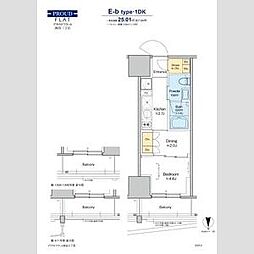 東京メトロ丸ノ内線 四谷三丁目駅 徒歩1分の賃貸マンション 13階1DKの間取り