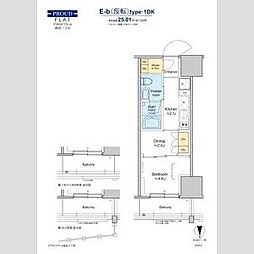 東京メトロ丸ノ内線 四谷三丁目駅 徒歩1分の賃貸マンション 13階1DKの間取り