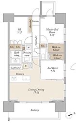東京メトロ丸ノ内線 新宿御苑前駅 徒歩6分の賃貸マンション 8階2SLDKの間取り
