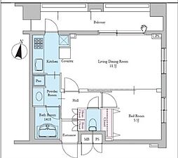 東京メトロ有楽町線 護国寺駅 徒歩3分の賃貸マンション 8階1LDKの間取り
