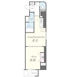都営新宿線 神保町駅 徒歩5分の賃貸マンション 6階1LDKの間取り