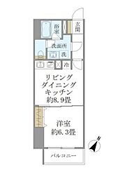 都営大江戸線 牛込神楽坂駅 徒歩3分の賃貸マンション 7階1LDKの間取り