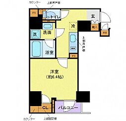 都営大江戸線 牛込柳町駅 徒歩3分の賃貸マンション 5階1Kの間取り