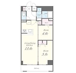 都営新宿線 神保町駅 徒歩5分の賃貸マンション 2階2LDKの間取り