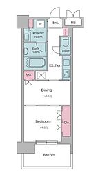 都営三田線 水道橋駅 徒歩4分の賃貸マンション 10階1DKの間取り