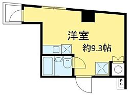 都営大江戸線 牛込柳町駅 徒歩5分の賃貸マンション 6階ワンルームの間取り