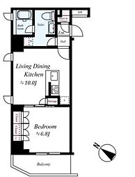 東京メトロ南北線 後楽園駅 徒歩10分の賃貸マンション 2階1LDKの間取り