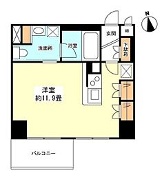 東京メトロ丸ノ内線 新宿御苑前駅 徒歩5分の賃貸マンション 14階ワンルームの間取り