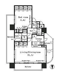 パークアクシス四谷ステージ 1LDKの間取図画像