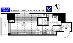 グランドコンシェルジュ六本木 1Kの間取図画像