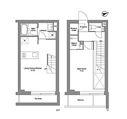 ORMECOURTYOTSUYA 1LDKの間取図画像