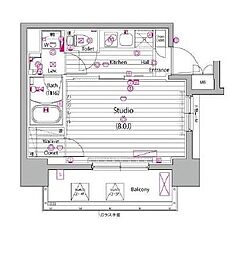 ガーラ・プレシャス神宮外苑 1Kの間取図画像