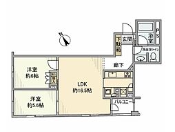 プラウドジェム市ヶ谷 2LDKの間取図画像