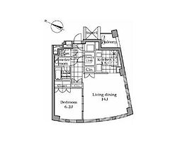 レジディアタワー乃木坂 1LDKの間取図画像