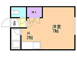 ヴェルディ厚別 1Kの間取図画像