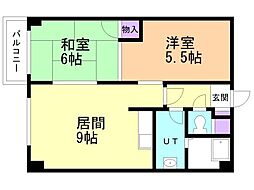 ファミール北野 2LDKの間取図画像
