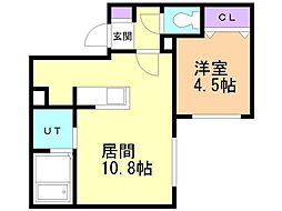 Lien新さっぽろ 4階1LDKの間取り