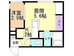 厚別中央4−4ＭＳ（仮） 3階1DKの間取り