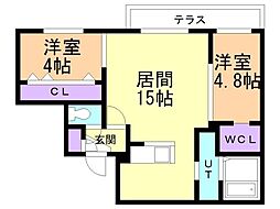 RD GRACE新札幌 2LDKの間取図画像