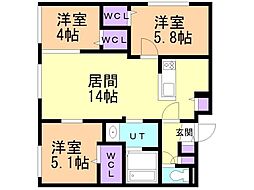 北広島市中央4丁目マンション 3LDKの間取図画像