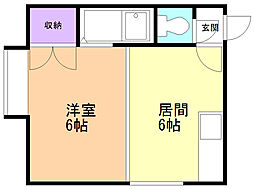 ホワイトヴィラ3 1DKの間取図画像