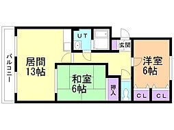 フォーレストメモリー 2LDKの間取図画像