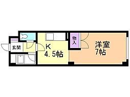 ベルハイム大谷地 1Kの間取図画像