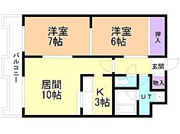 メゾン・ド・ケリー 2LDKの間取図画像