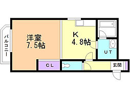 カントリーハイツ 1DKの間取図画像