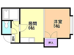 ロアール新札幌A 1DKの間取図画像