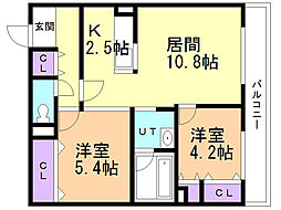 LaMeridianATSUBETSU 2LDKの間取図画像