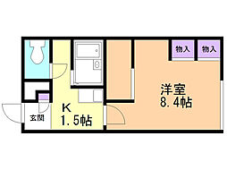 レオパレスカストル 1Kの間取図画像