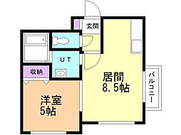 オリオン22 1LDKの間取図画像