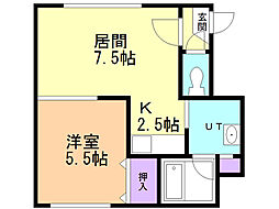 メゾン・ドレーブ新さっぽろB棟 1LDKの間取図画像