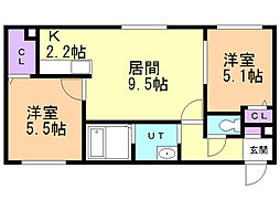 アッサンブラージュC.T.Y. 2LDKの間取図画像
