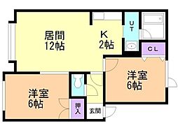 新札幌パークハイツ 2LDKの間取図画像