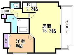 ヴァージェ共応 1LDKの間取図画像