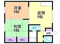コーポニューアツベツ 2LDKの間取図画像