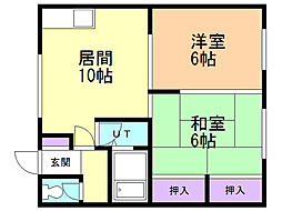 コーポニューアツベツ 2LDKの間取図画像