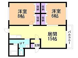 サウスウイングコート 2LDKの間取図画像
