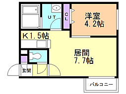 ルーチェ厚別 1DKの間取図画像