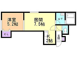 ルミナスコートウエスト 1LDKの間取図画像