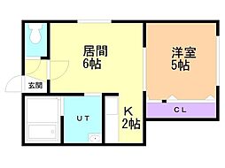グラディート厚別 1LDKの間取図画像
