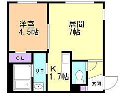 アウル 1DKの間取図画像