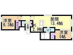 ALPHA 新札幌駅前 2LDKの間取図画像