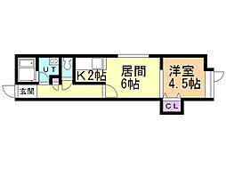 フリューブジョーヌ3 1LDKの間取図画像