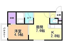 ラピスブラオ厚別中央 1LDKの間取図画像